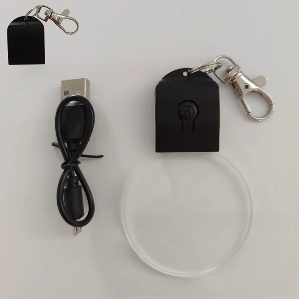 Accessories Mini Night Light Keychain Square Round Acrylic Keychain White Blank Portable Light for 55MAH Christmas Decor