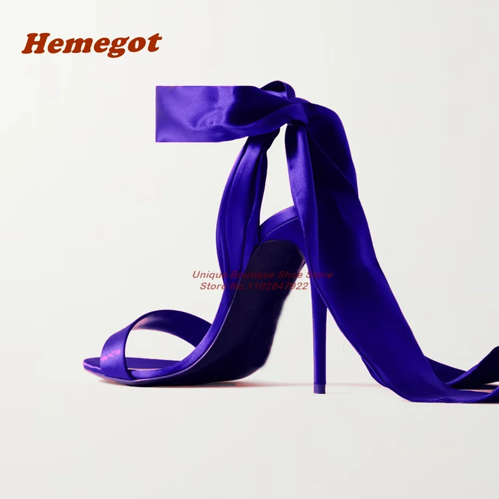 Yellow Satin Slingback Sandals 2023 New Arrival Open Toe Stiletto Heels One Strap Lace Up Women's Sandals Solid Elegant Shoes