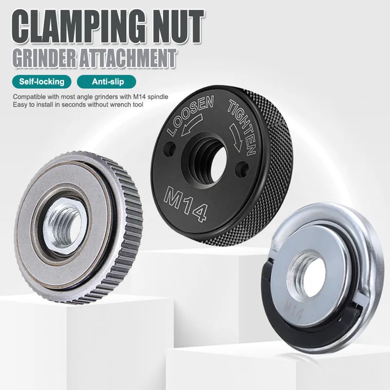 Angle Grinder M14 Thread Inner Outer Flange Nut self-locking pressing plate Quick release Clamping Power Chuck Tools Parts 1PC