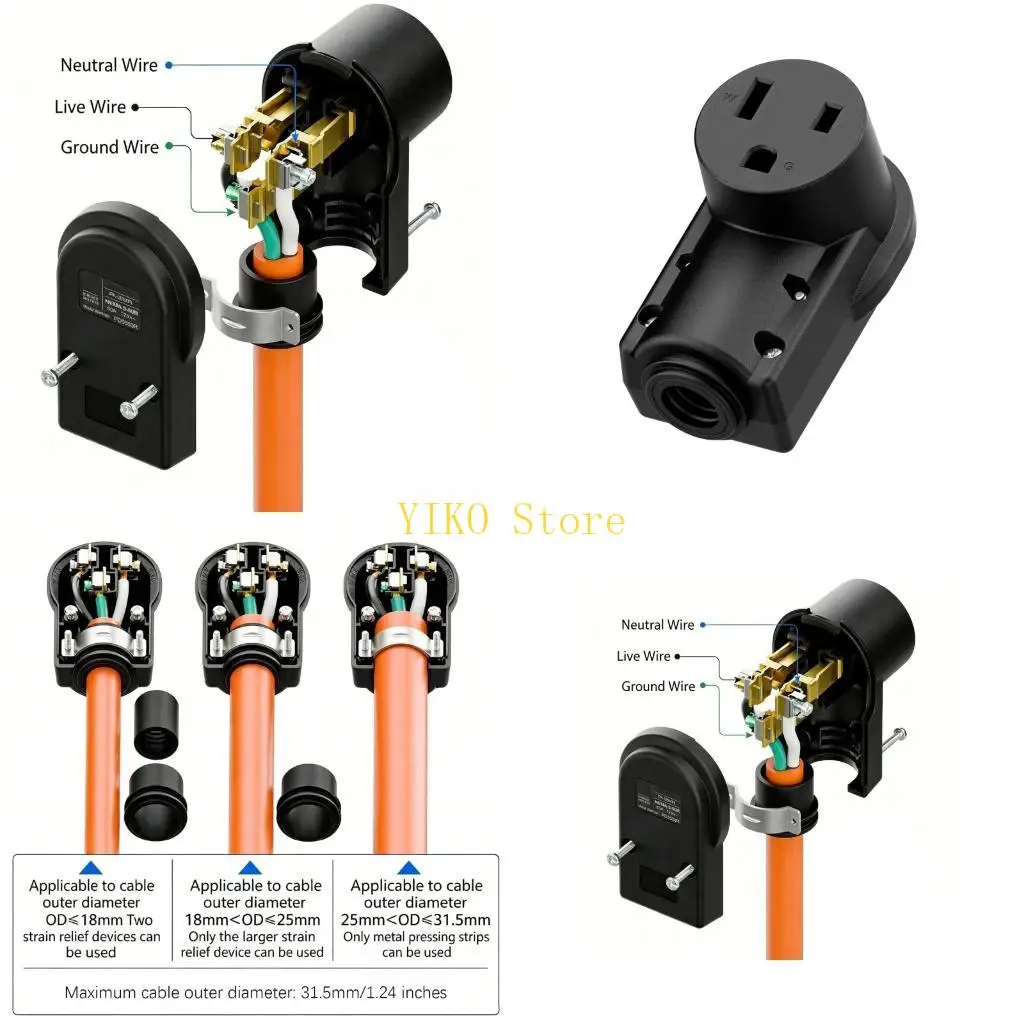 K32C Heavy Duty NEMA 5 50R Power Socket 50Amp 125Volt Industrial Electrical Receptacle