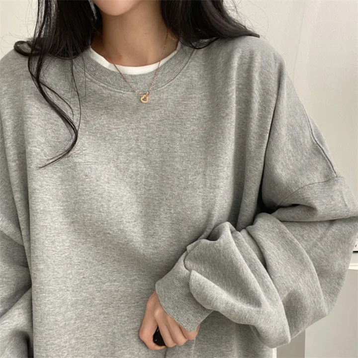 Women O Neck All-match Long Sleeve Casual Sweatshirts Fake Two Pieces Thicken Patchwork Popular Design Cotton Autumn