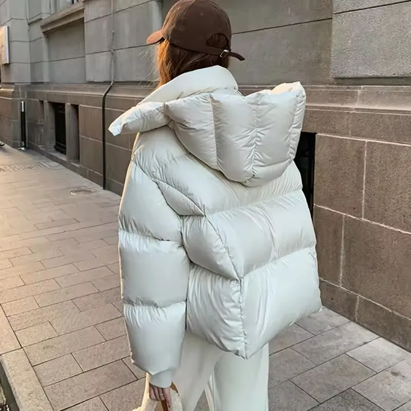 

Korean Down Cotton Cropped Parkas Women 2025 Winter Fashion Hooded Thicken Puff-Feel Bread Jacket Female Parkas Coats High Stree