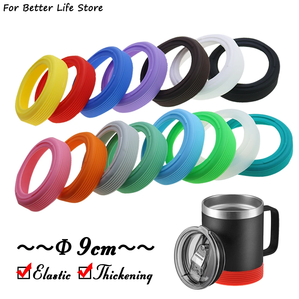 1Pc 9CM 23G 15 Colour Threaded Soft Silicone Cup Bottom Cover Wear Resistant Ring Sleeve Sheath Anti Slip Good Toughness Elastic