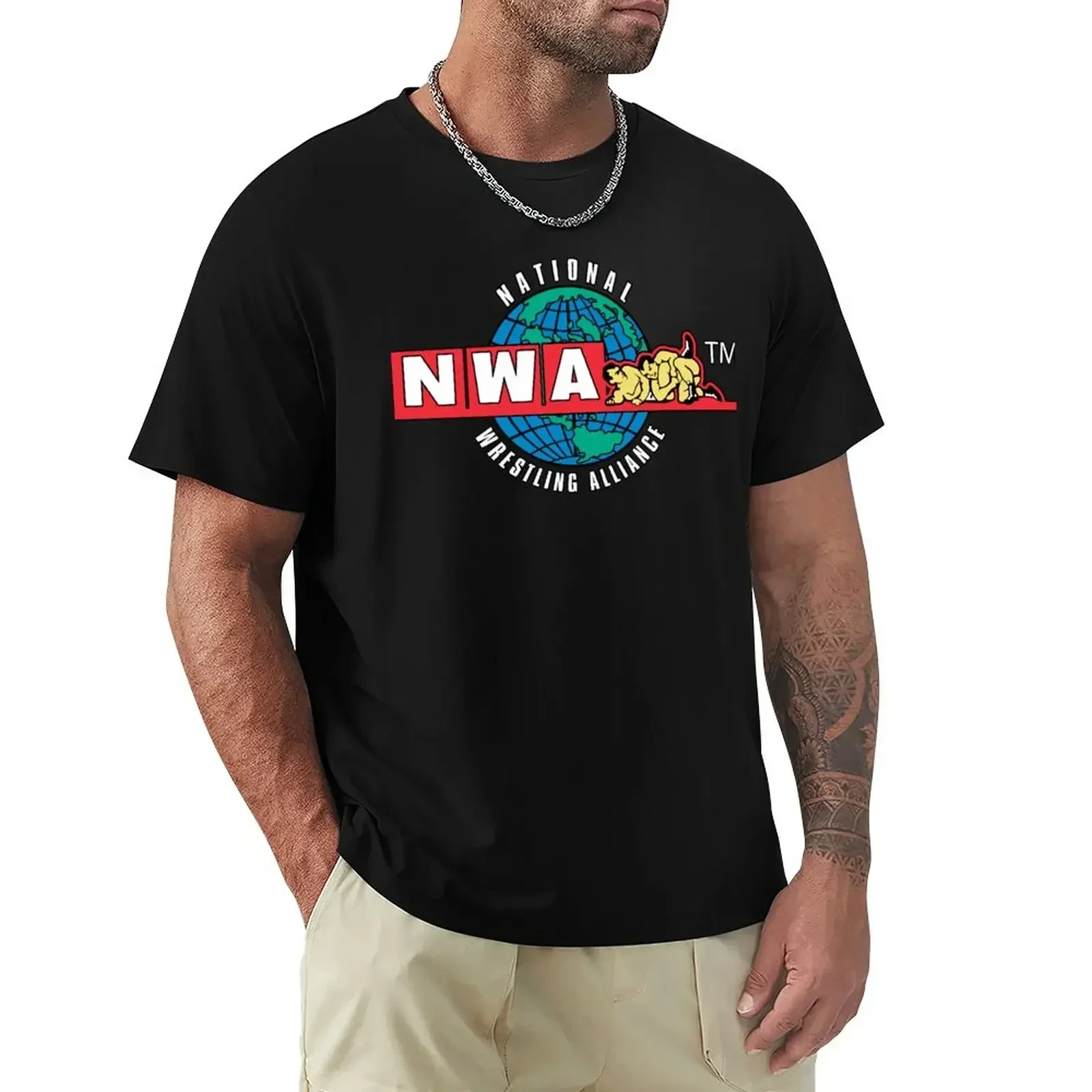 harajuku  NWA - National Wrestling Alliance Classic T-Shirt kawaii clothes Short sleeve tee for a boy heavyweight t  for men