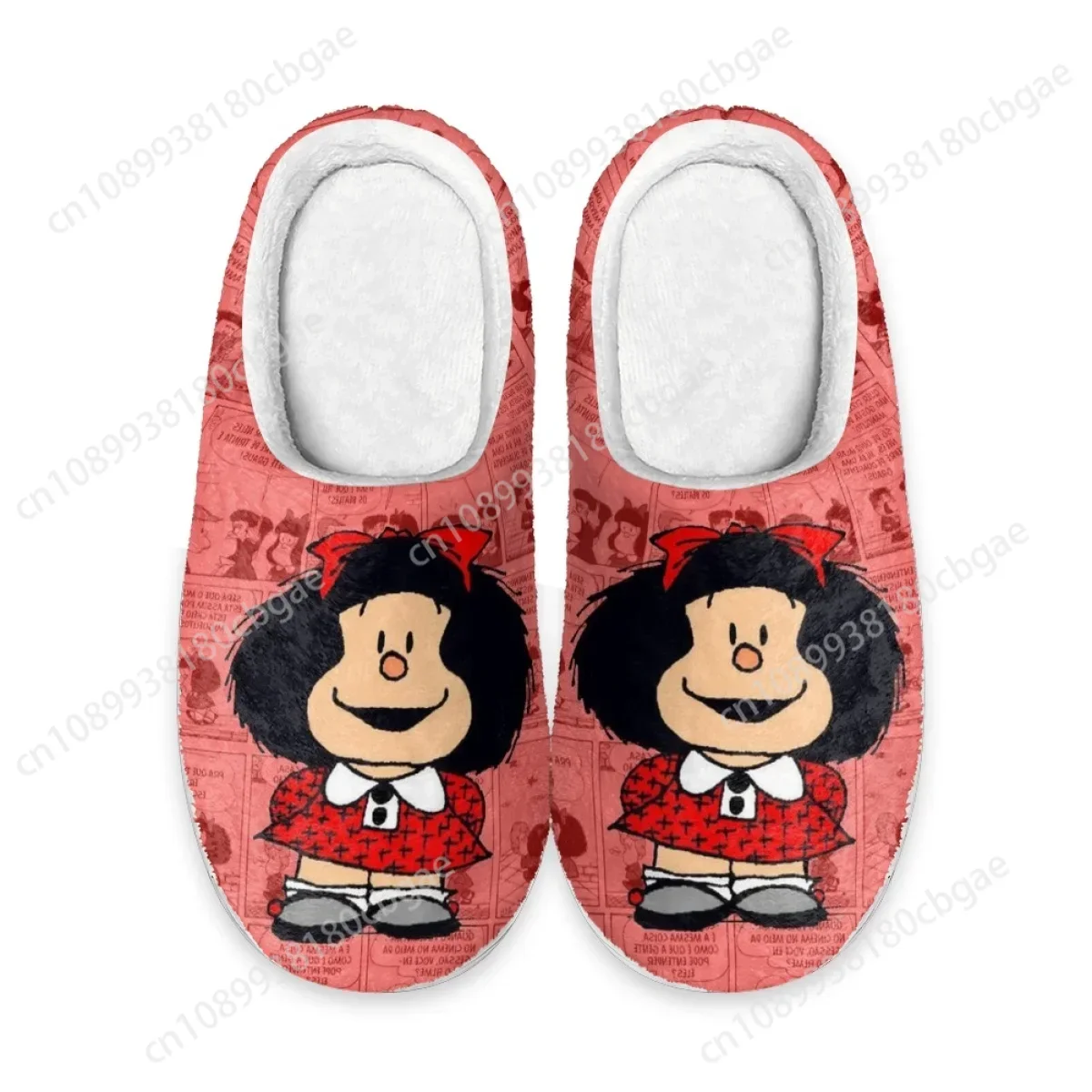 

Custom Made Winter Warm Slippers Lovely Mafalda Anime Indoor Slipeprs Comfortable Home Floor Shoes Indoor Slides for Women Men