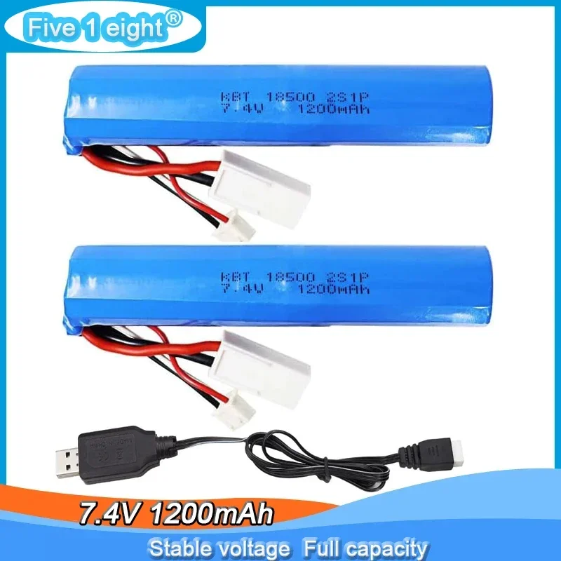 7,4 V 1200 mAh 18500 Akumulator litowo-jonowy EL-2P z ładowarką do Gel Blaster SRB 1200 PX9300 PX9304 1/18 Skala RC Car Boat Trucks