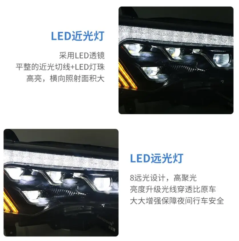 car bumper headlamp 4Runner headlight 2014~2020y All in LED DRL car accessories 4Runner light fog