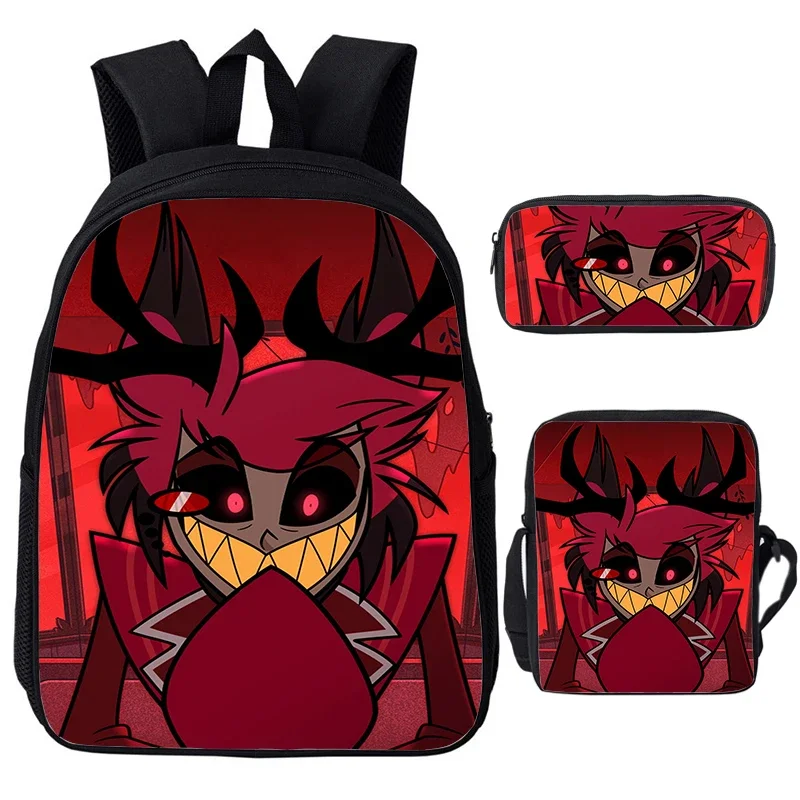 

Hazbin 3D Print Backpack Student Schoolbag 3pcs Set Boys Girls Rucksack Hight Quality Bookbag Anime Hotel Cartoon School Bags