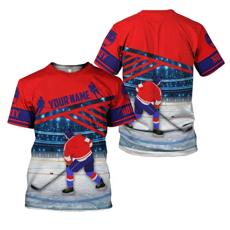 Hockey Stick Pattern T Shirt Sportwear T-shirts Summer Game 3D Print Harajuku Loose Daily Casual Short-sleeved T-Shirt Tee Tops