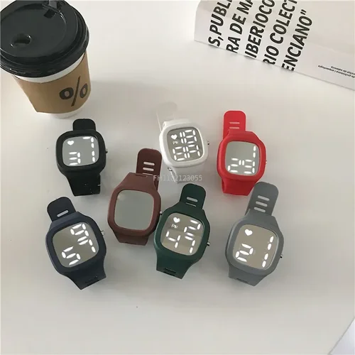 Relojes digitales LED electrónicos de moda para reloj con espejo cuadrado INS para mujeres, hombres, versión estudiantil, temperamento Simple (solo reloj)
