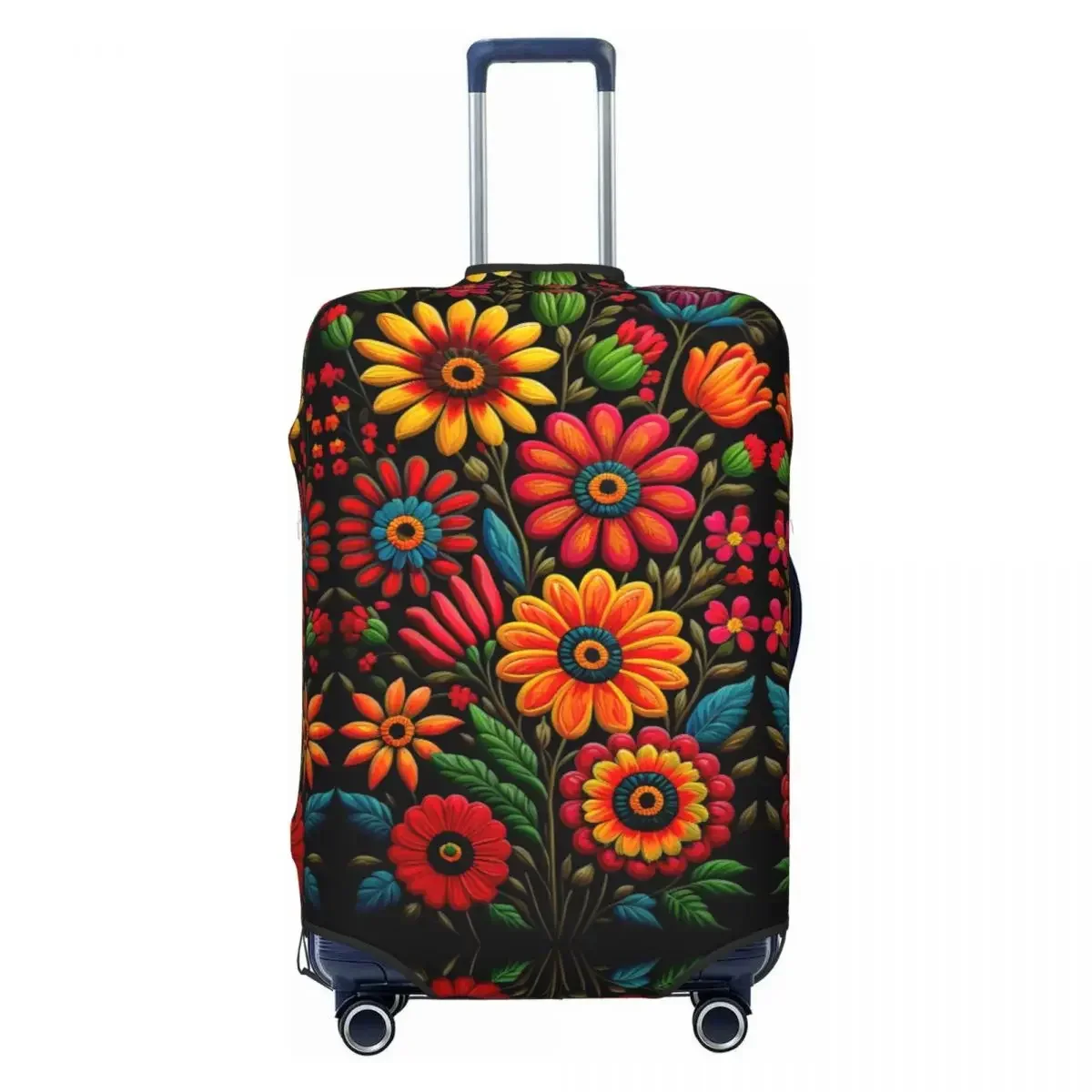 

Colourful Floral Mexican Flowers Suitcase Cover Dust Proof Luggage Covers Protector for 18-32 inch