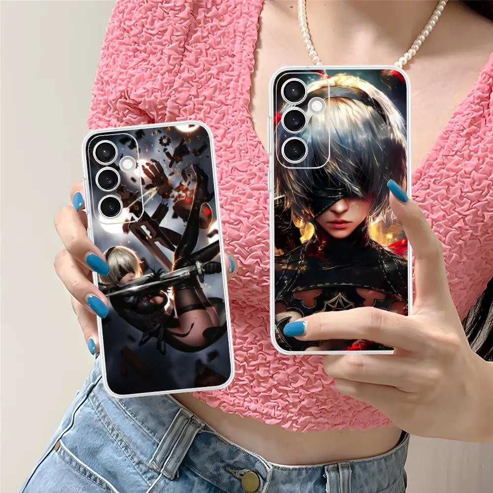Anime Nier 2B Clear Mobile Phone Case for Samsung Galaxy S25 S24 S23 S22 S21Plus FE Ultra Colorful Cover
