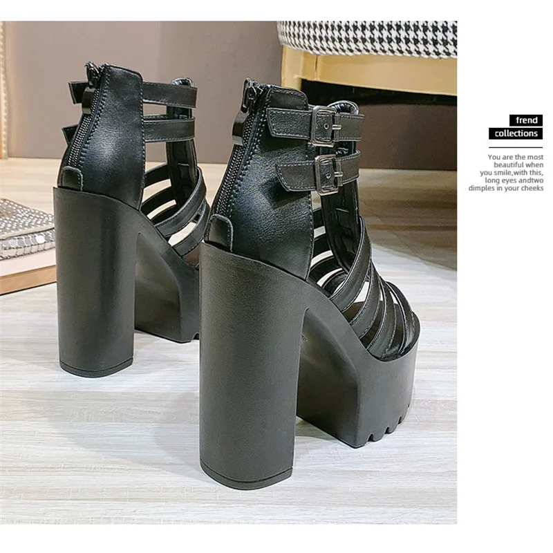 2025 신상 여성 하이힐 샌들 15cm 굽 두꺼운 바닥 유럽풍 미국 스타일 패션 심플 여성 오피스 및 캐주얼 슈즈