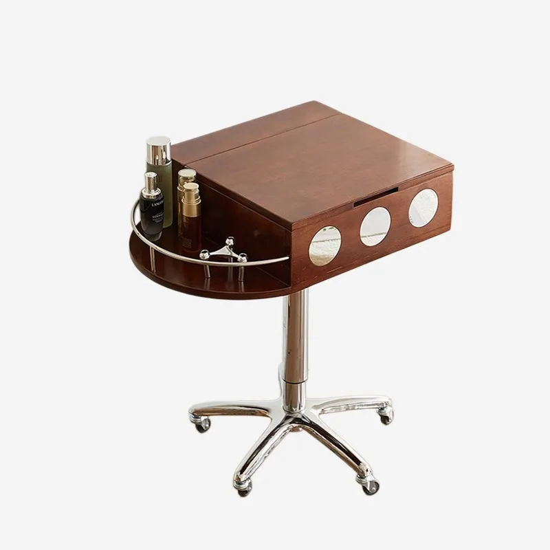 Small apartment master bedroom solid wood lifting movable makeup table c
