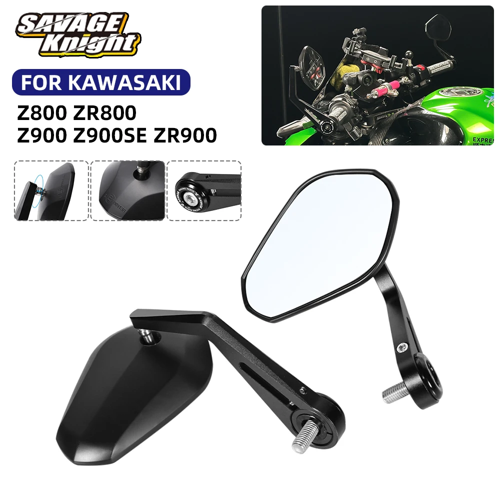 

Зеркала заднего вида Z900 2025 для Kawasaki Z800 ZR800 Z 900 900SE ZR900 2013-2024 E9, зеркала заднего вида на руль, выпуклое боковое зеркало