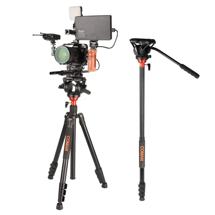 Aluminium Tripod stand for projector video tripod with new fluid head  easy multi-angle Shooting