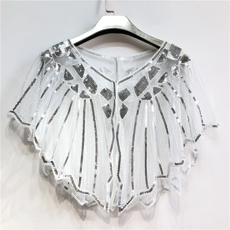 

2026 Party Shawl Women's 1920s Shawl Beaded Sequin Deco Evening Cape Flapper Cover Up Gatsby Themed And Wedding Femme Gown