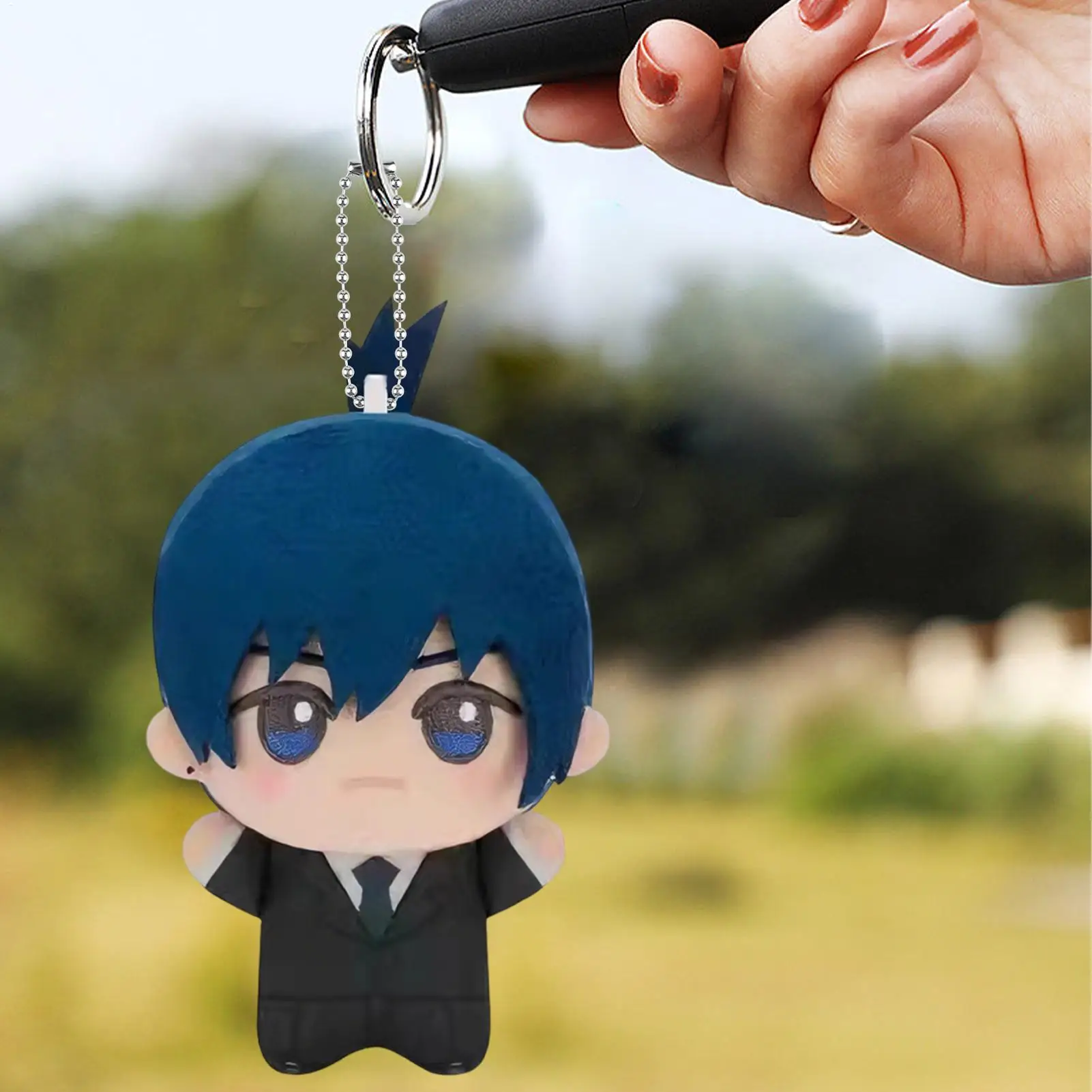 Anime motosserras homem mini brinquedo de pelúcia chaveiro bonito macio recheado travesseiro presente aniversário cosplay personagem colecionável brinquedo boneca