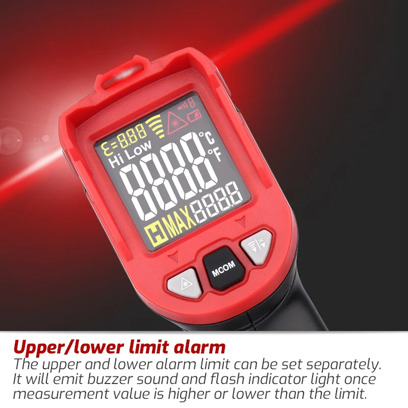 TASI TA601A/B/C Digital Pyrometer Laser Infrared Thermometer Non-contact Temperature Meter Gun VA Color LCD Light Alarm