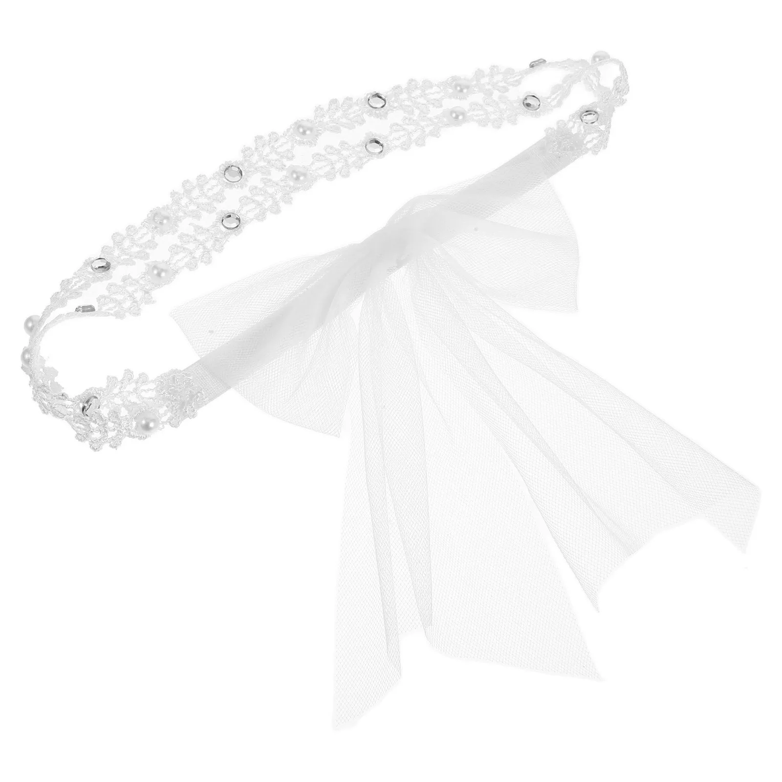 

Lace Headbands White Bowknot Hair Accessories for Kids Children Soft Elasticity Photo Props Daily Wear Party Dancing