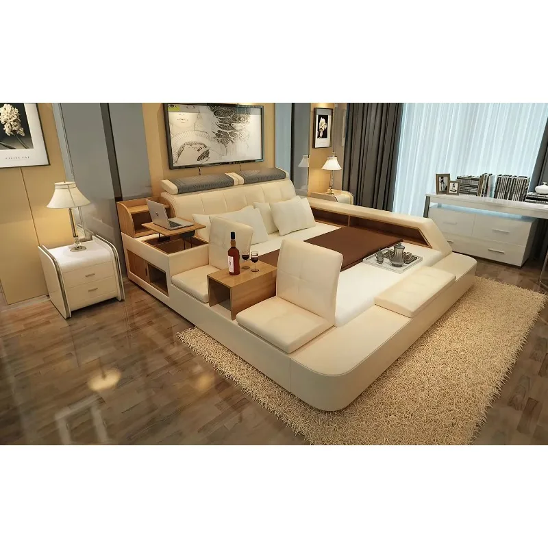 Multifunctional Tatami Hotel Apartment Bedroom Furniture Set Queen Double Bed Smart