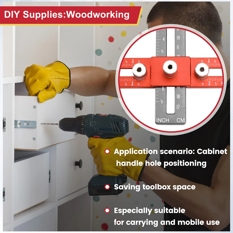 Posicionador de perforación de manija, herramienta de corte de agujeros para carpintería, manija de puerta de gabinete con cajones, ayuda para la instalación