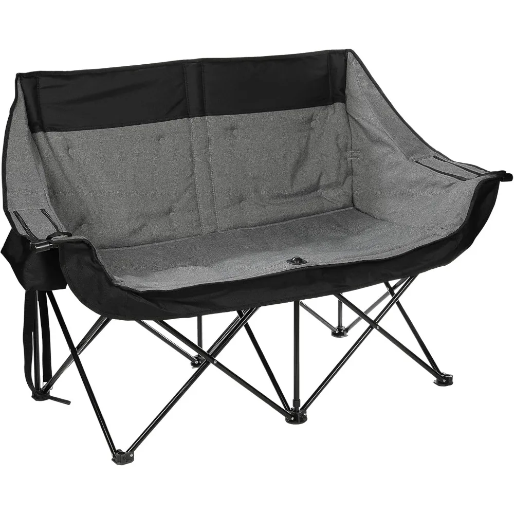 

Double Camping Chair - Oversized Camping Loveseat for Adults Two Person- Heavy Duty Folding Camp Chair with Cooler Bags