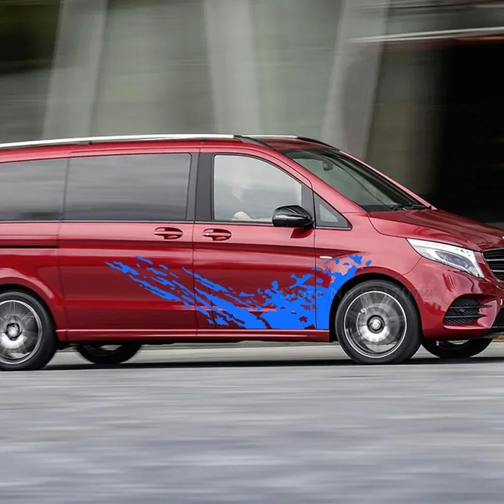 2 Pcs Lot Car Stickers Van Sport Stripes Door Graphics Vinyl Decals Accessories For Mercedes Benz Vito Viano V Class W447 W639