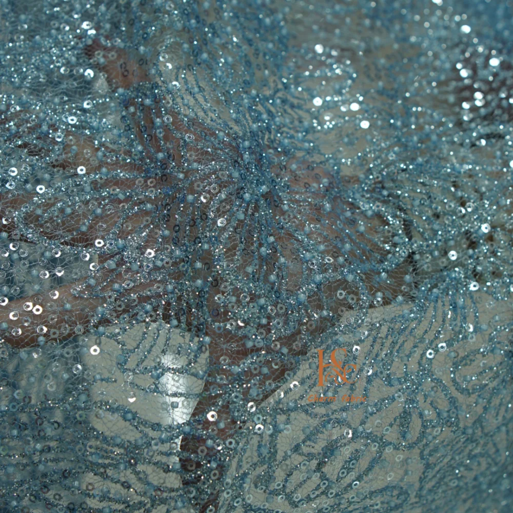 

Изысканный цветочный узор, вышитая бисером трубчатая вышивка, ткань с блестками, шитье вечернего платья, высококачественная ткань для одежды на заказ