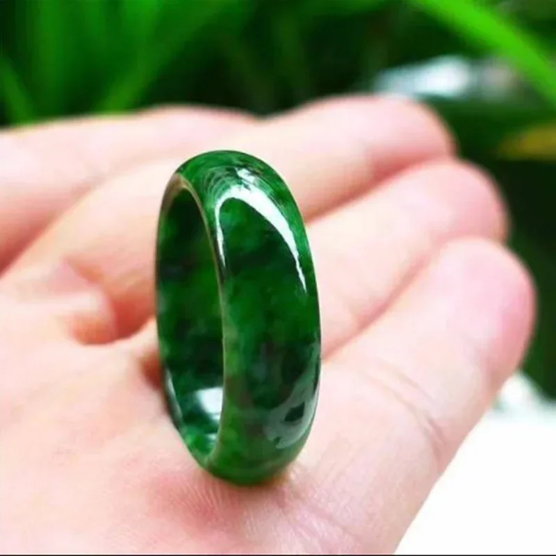 

Jade Ring Natural Burmese Jadeite Ring Jewelry Fine Jewelry Dry Flowering Green Finger Ring Men Women Emerald Jades Stone Rings