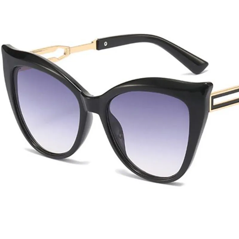 Fashion Sun Glasses Women Anti-UV Spectacles Oversize Frame Eyeglasses Cat Eye Adumbral Google Personality Temples Sunglasses
