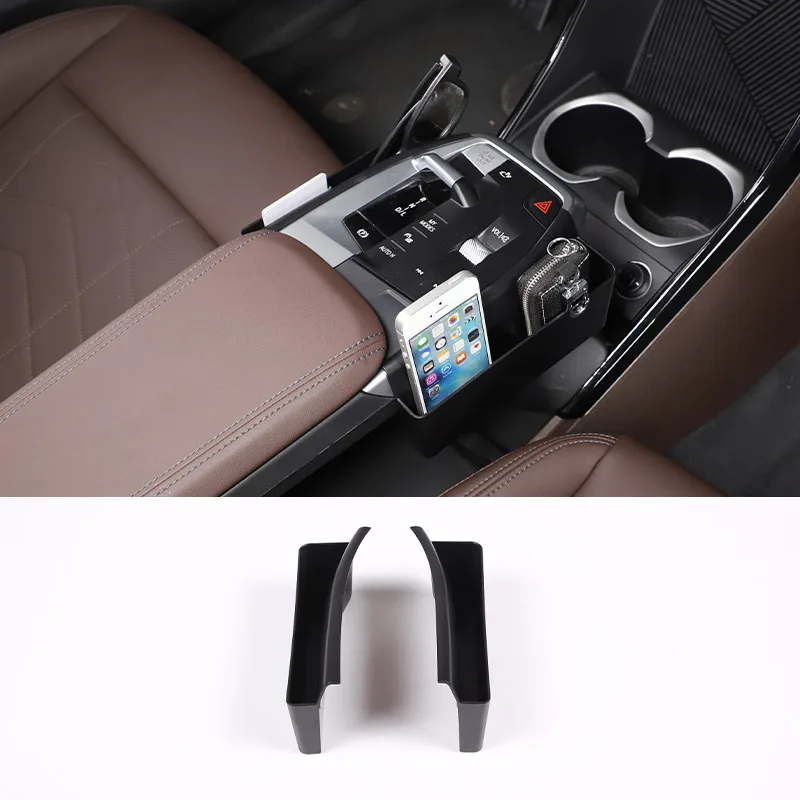 For BMW X1 U11 2023 2024 ABS Black Center Console Side Storage Box Multi-Function Mobile Phone Tray Car Interior Accessories