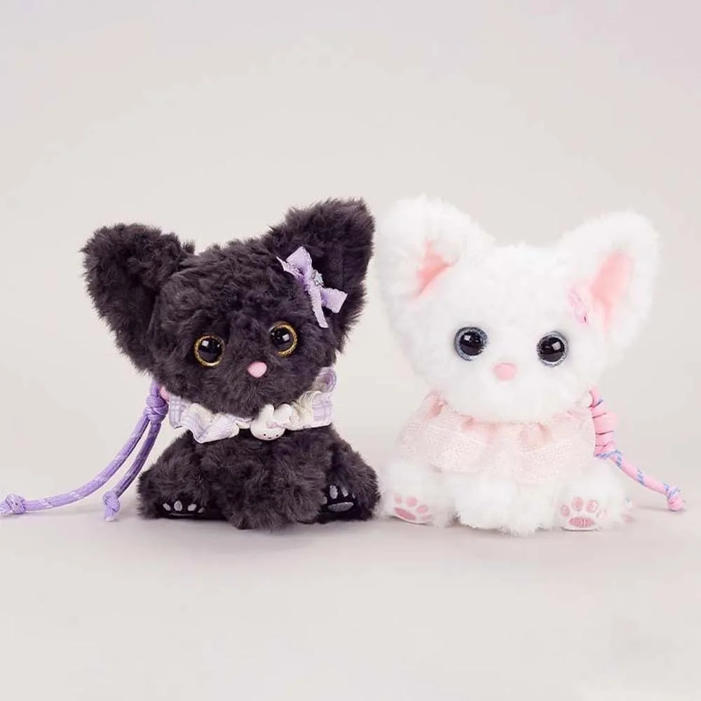 Soft Plush Plush Cat Keychain Big Ears Calico Pattern Eyewear Kitten Pendant Mini Size Fluffy Texture Curly Fleece Accessory