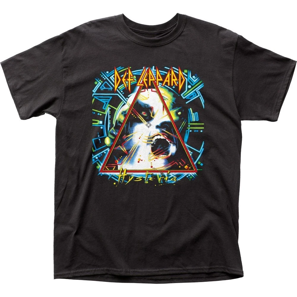 Camiseta para hombre Def Leppard Hysteria, camiseta clásica de música para conciertos de banda de Rock, nueva, negra