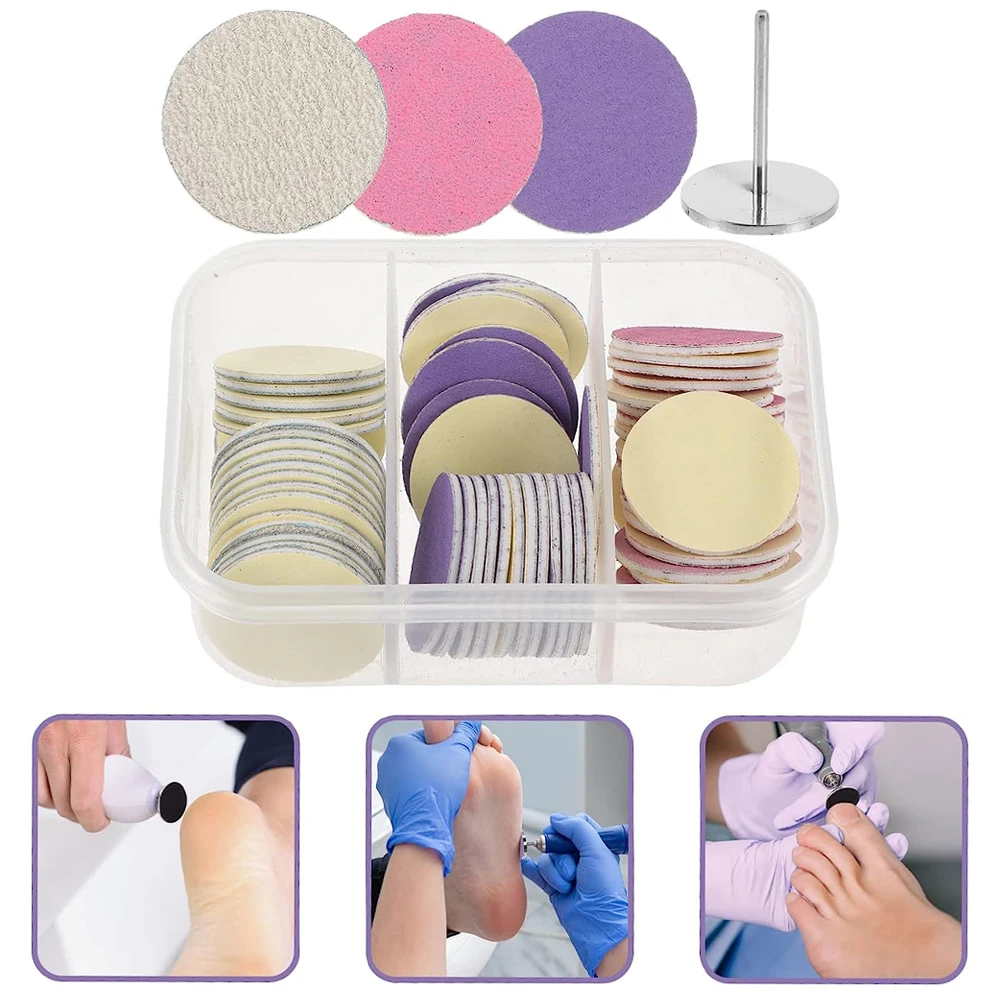 60PCS Replaceable Sanding Paper with Metal Disk Shaft Pedicure Tool Foot Dead Skin Remover Feet Care Salon Manicure Accessories