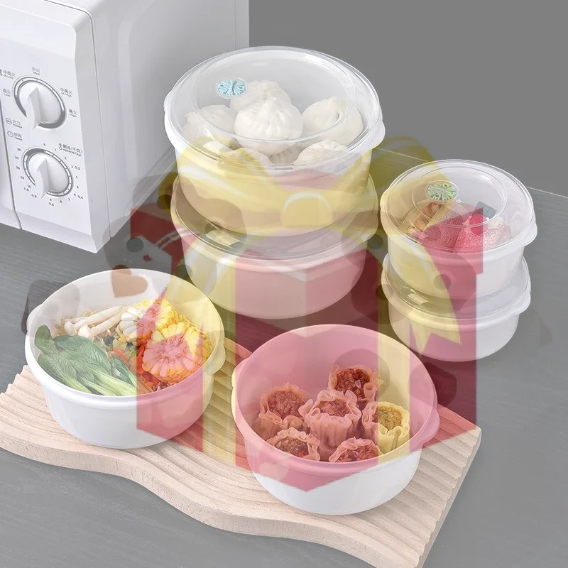 【HG】1/3Pcs Food Grade Kitchen Tool Microwave Oven Special Box Heated Soup Pot Rice Steamed Hot Steamed Buns Buns With Lid