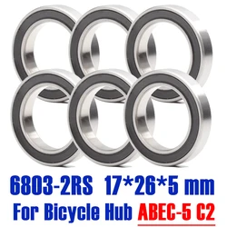 6803-2RS Bearing 17*26*5 mm ( 6 PCS ) ABEC-5 17 24 5 6803RS Bearings For Bicycle Hub Front Rear Hubs Wheel