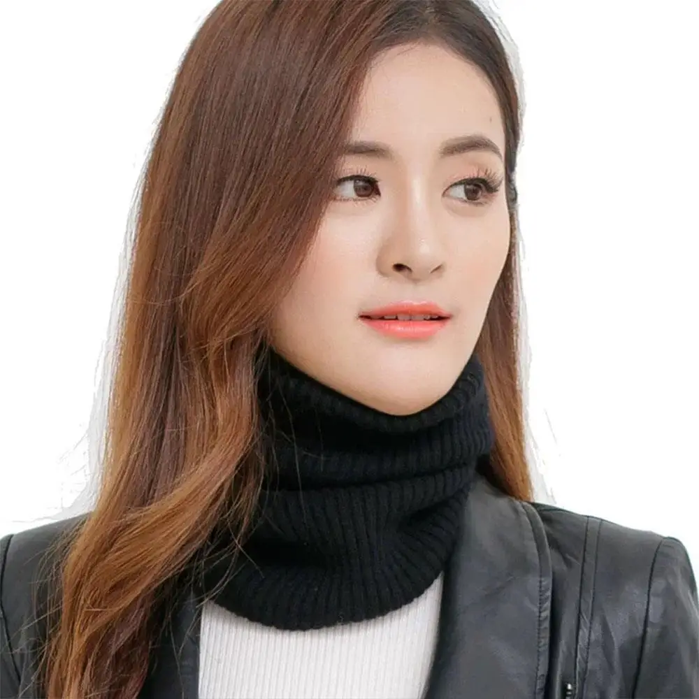 Cashmere Neck Warmer Knitted Neck Scarf Warm Windproof Cervical Collar Thick Design Winter Scarf Men Women Collar Ring Scarf