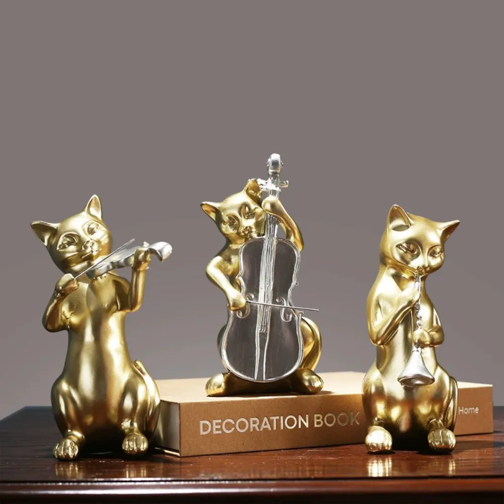 American Light Luxury Cat Band Statue Creative Soft Decor for Living Room TV Cabinet Wine Cabinet Study Office