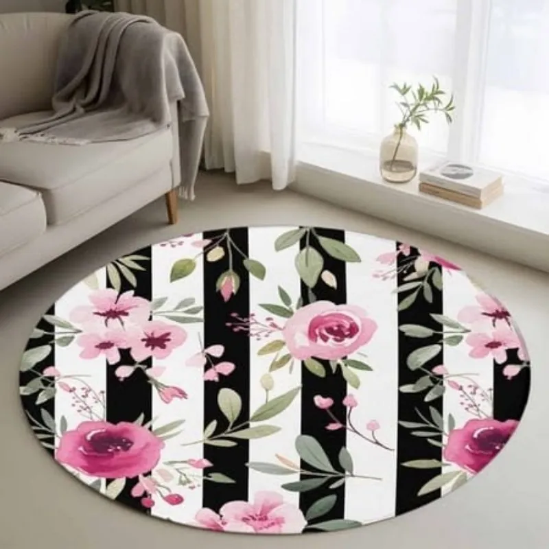 Round Rug Ocean Starfish Coral Area Rugs Living Room Marine Shell Beach Carpet Coastal Home Decor Floor Mat Desk Chair Mats