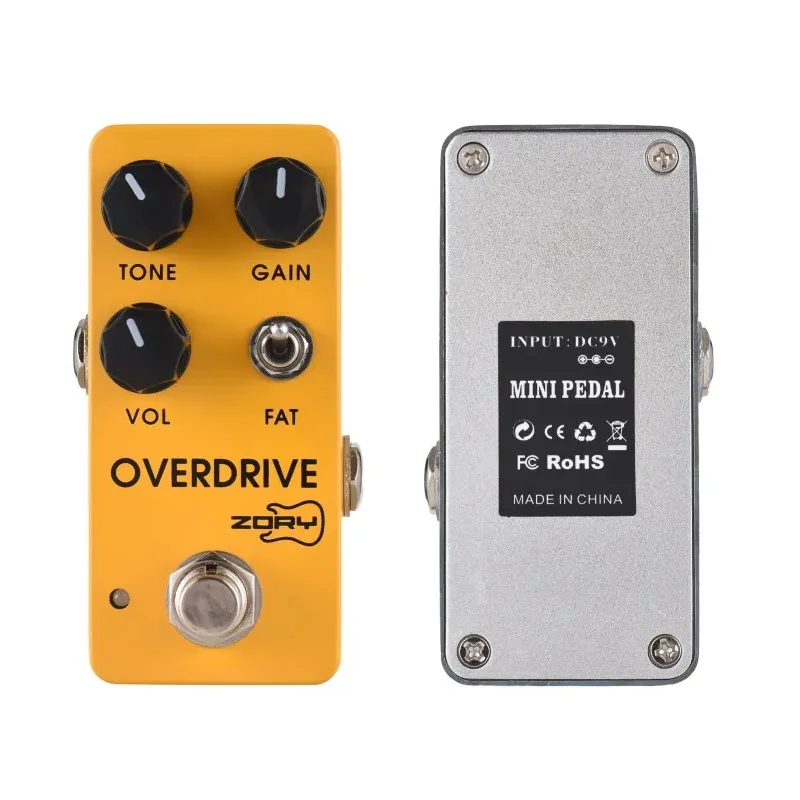 ZORY Guitar Overdrive Effects Pedal TONE/GAIN/VOL/FAT Versatile Tone Control 9V 6.35mm Input/Output Interface Guitar Accessories