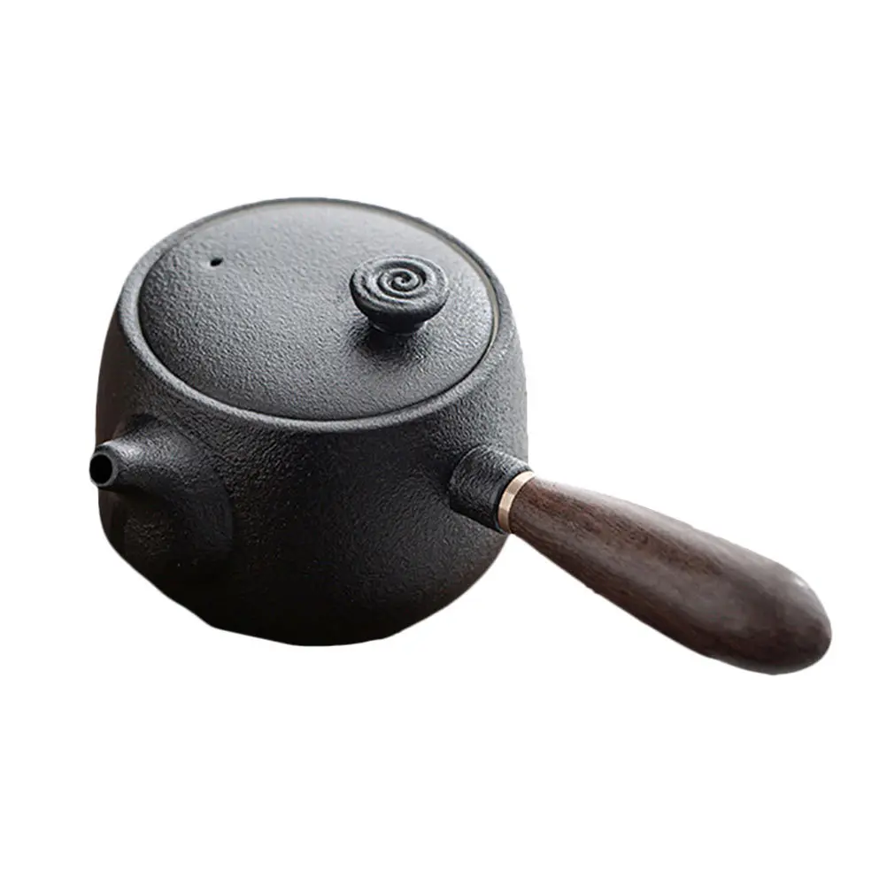 

1pc Black Pottery Retro Kung Fu Tea Set Smooth Hand-Painted Ceramic Teapot For Home Office Cooking Tea Pot Decorative Teaware