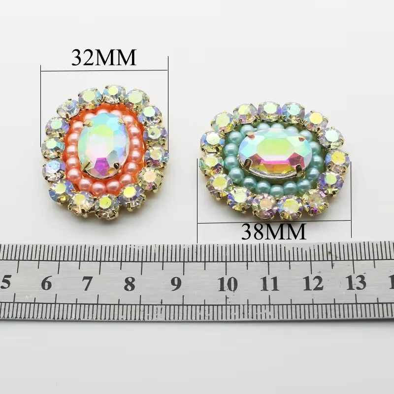 New 5pc Rhinestone buttons flatback color pearl Wedding Decoration DIY Flatback gold clothing scrapbooking crafts Accessories