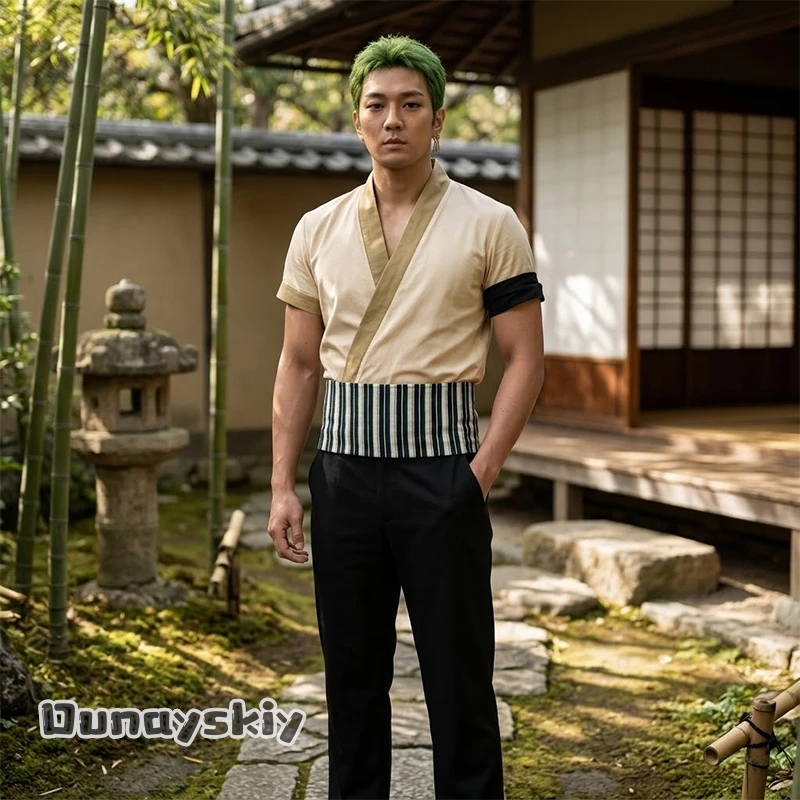 aBNNS*@Cosplay 2025 Anime-Film Piraten Roronoa Zoro Kostüm Erwachsene Männer Kinder Oberteil Hose Anzug Halloween Verkleidung Bühnenauftritt
