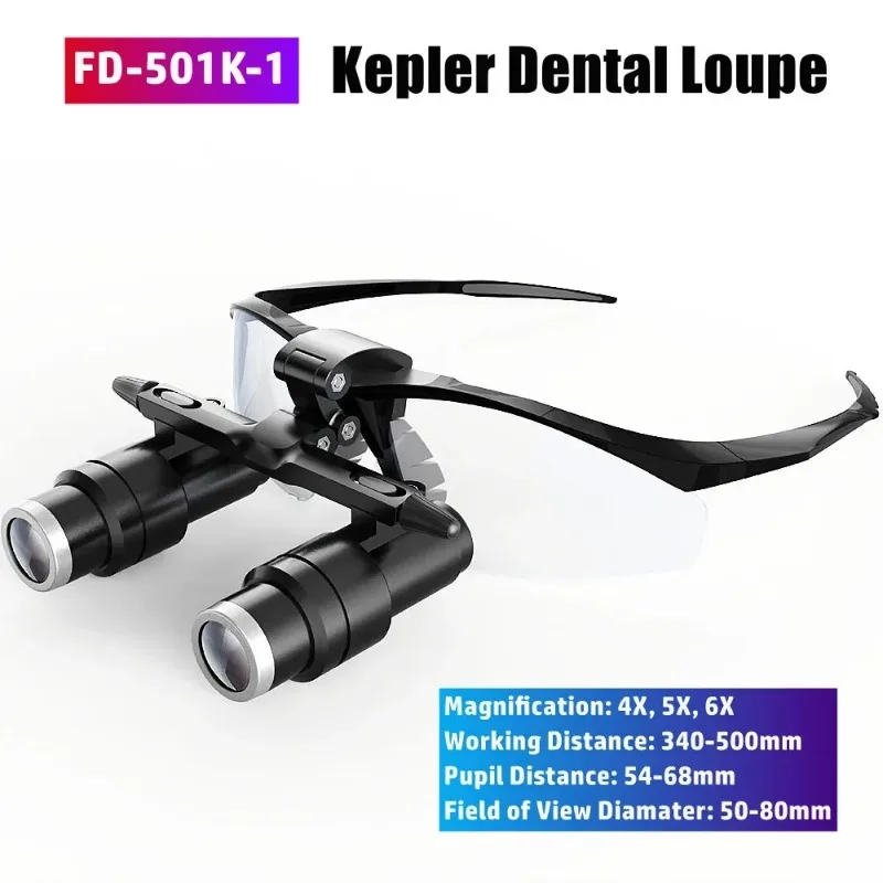 4X 5X 6X High-power Binocular Dental Loupe FD-501K Kepler Frame Type Magnifying Glasses for Medical Operation Cosmetic Surgery