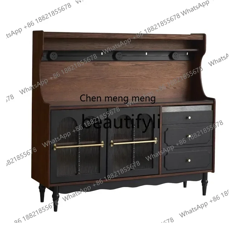 G French retro solid wood dining side, American living room, integrated, storage locker