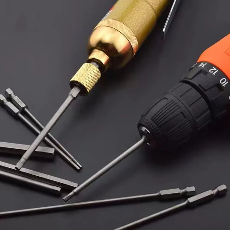 Imagem -06 - Elétrica Hex Bit Screwdrive Chave Allen s2 Liga Magnético Hex Haste Tamanho Grande h8 H10 H12 Alongar 150 mm 200 mm