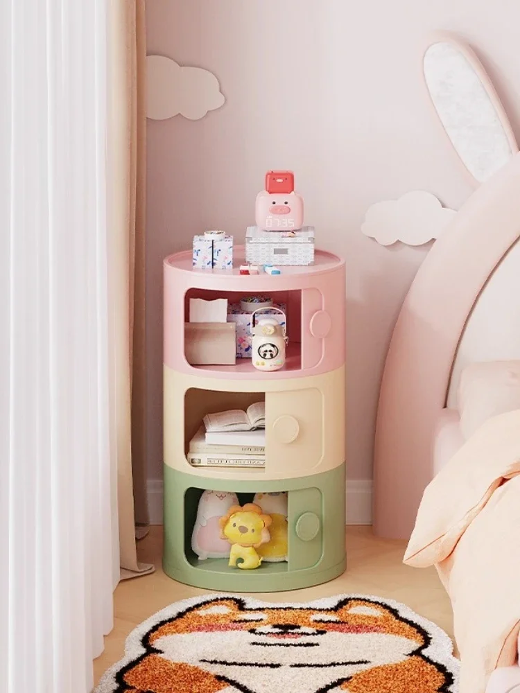 Children's Room Bedside Table Creative Cute Small Plastic Shelf Home Bedroom Narrow Cabinets Simple Living Room Storage Cabinets