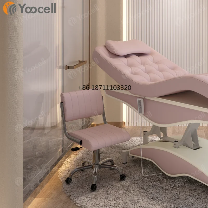 Yoocell luxury modern pink massage table cosm-etic spa bed electric 4 motor facial chair beauty salon lash bed for sale