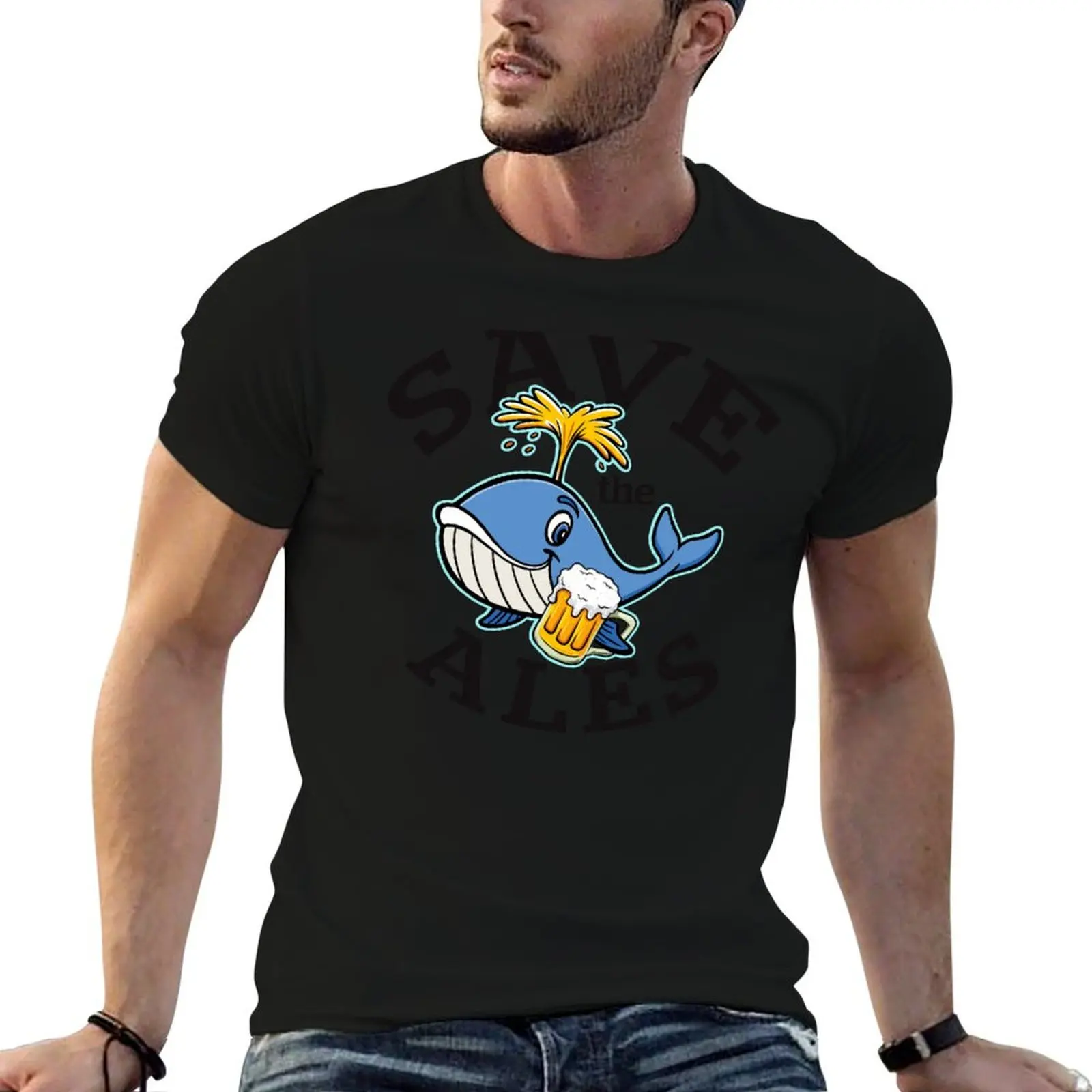 

Save The Ales Drinking Whale T-Shirt customs design your own cotton graphic tees mens workout shirts